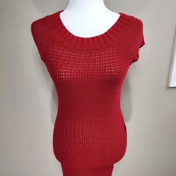 Bodycon Sweater Dress in Red - Picture 3 of 13